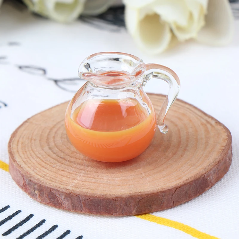 1/12 Dollhouse Miniature Accessories Mini Glass Fruit Juice Pot Simulation Kettle Model Toys for Doll House Decoration