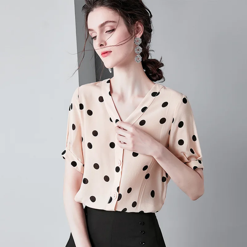 pink polka dot floral silk blouse for women high quality long sleeve 4XL plus size casual sexy office dress shirts dropshipping pink polka dot floral silk blouse for women high quality long sleeve 4XL plus size casual sexy office dress shirts dropshipping