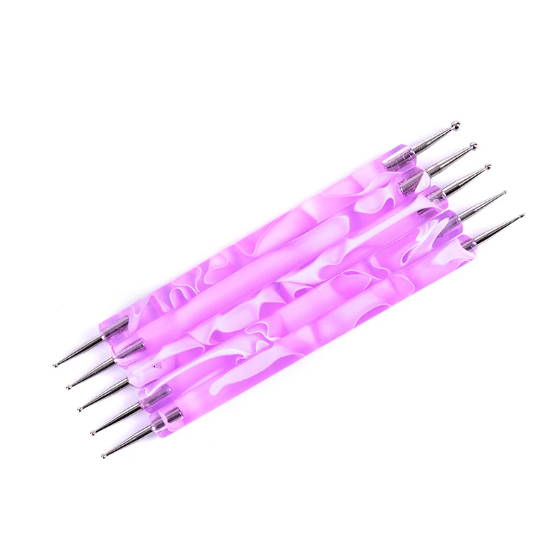 5 шт Nail Art Pen расставить акрил, горный хрусталь 2 Way УФ-гель для рисования Маникюрный Инструмент для рисования на вкладыш цветок для украшения