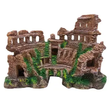 

1Pc Resin Decor European Castle Beautiful Durable Vintage Resin Craft Aquarium Ornament Fish Tank Decor for Store Home