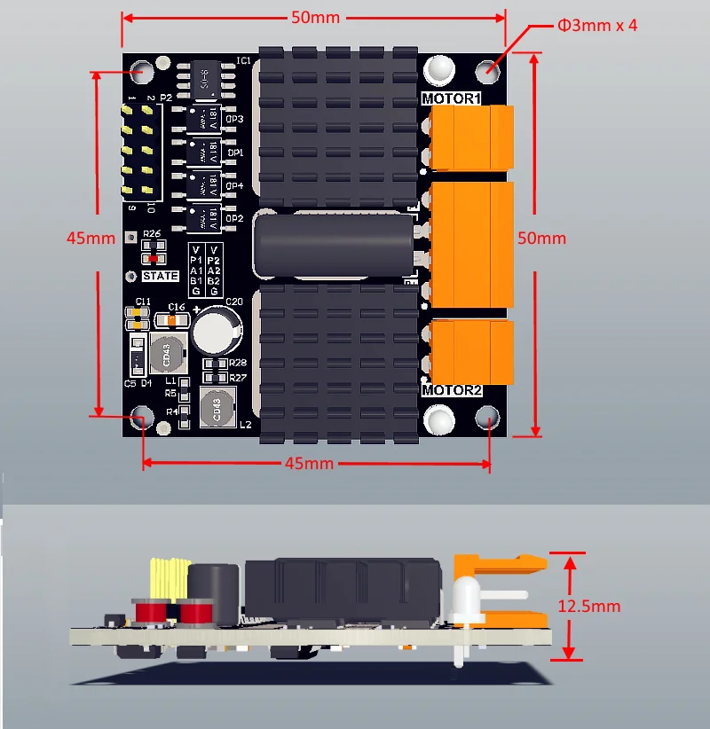 Arduino 24V Motor Driver Board 12A 300W High Power Dual DC Motor Drive Module H Bridge Better than L298n BTS7960 10A DIY Car