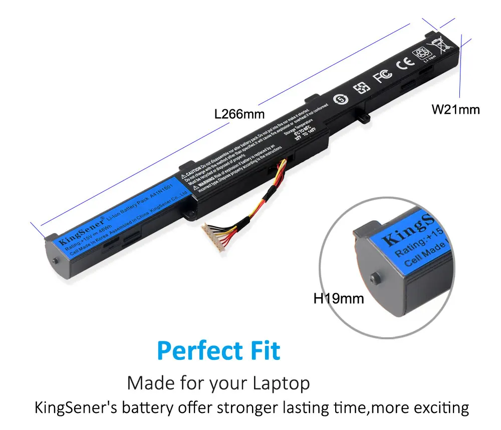 Kingsener-bateria do Portátil para Asus A41n1501 Gl752jw Gl752 Gl752vl Gl752vw N552 N552v N552vw N752 N752v N752vw N752vx A41lk9h - Imagem 5