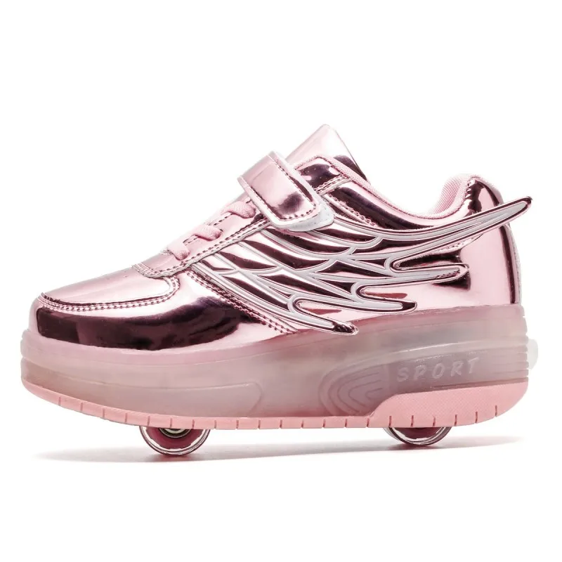 Two Wheels Luminous Sneakers USB Charging Led Light Roller Skate Shoes for Children Kids Shoes Boys Girls Shoes Light Up heelys