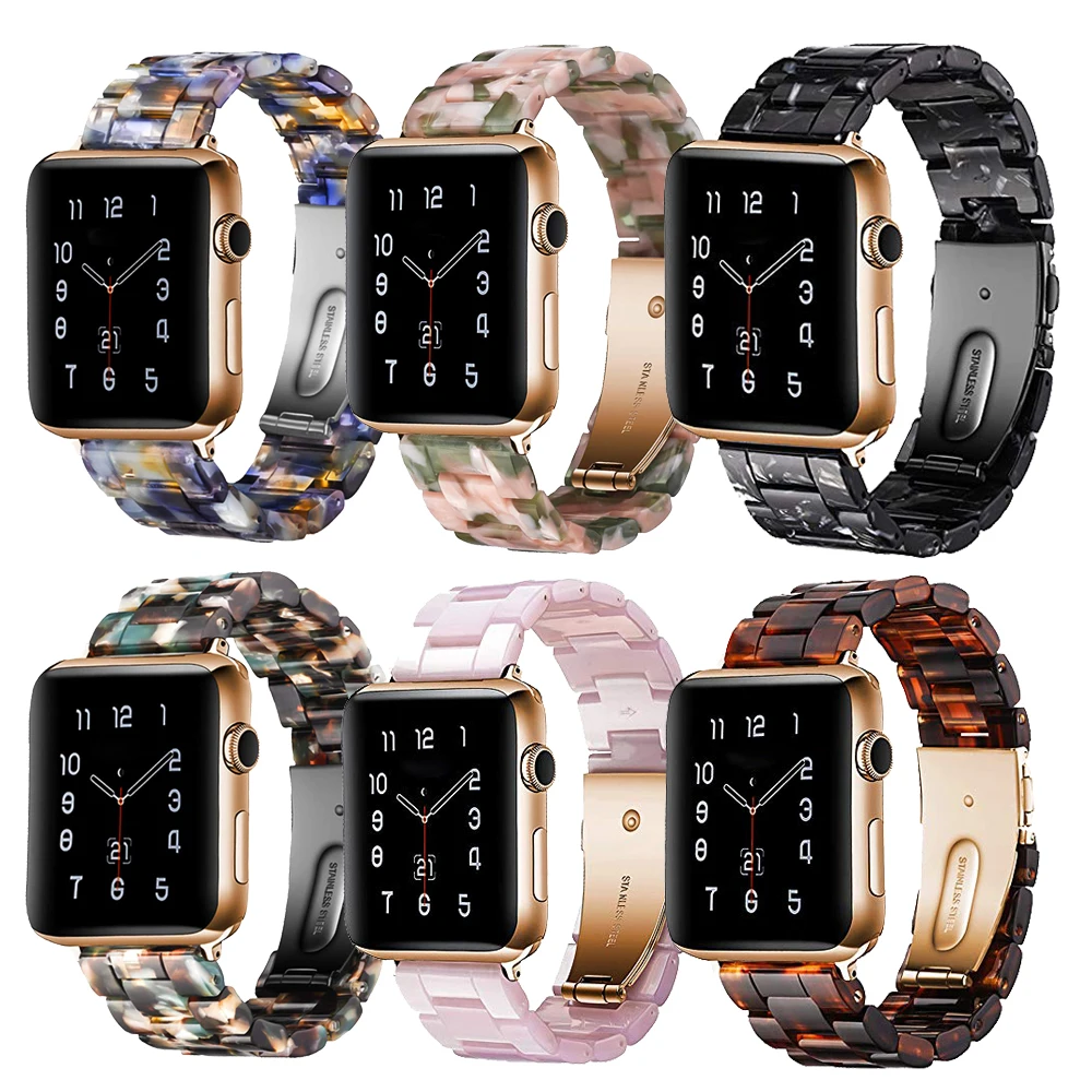 Ремешок из смолы для apple watch 44 мм 38 мм iwatch 42 мм 40 мм correa pulseira apple watch 5 4 3 2 ремешок из нержавеющей стали