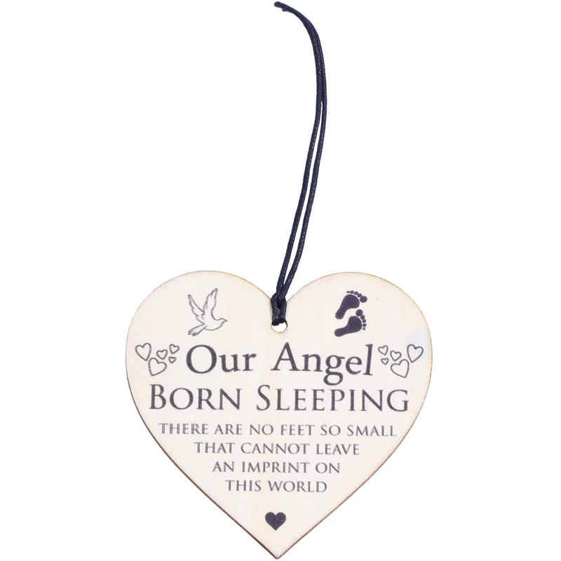 

Our Angel Born Sleeping Wooden Hanging Heart Memorial Sign Love Heaven Plaque