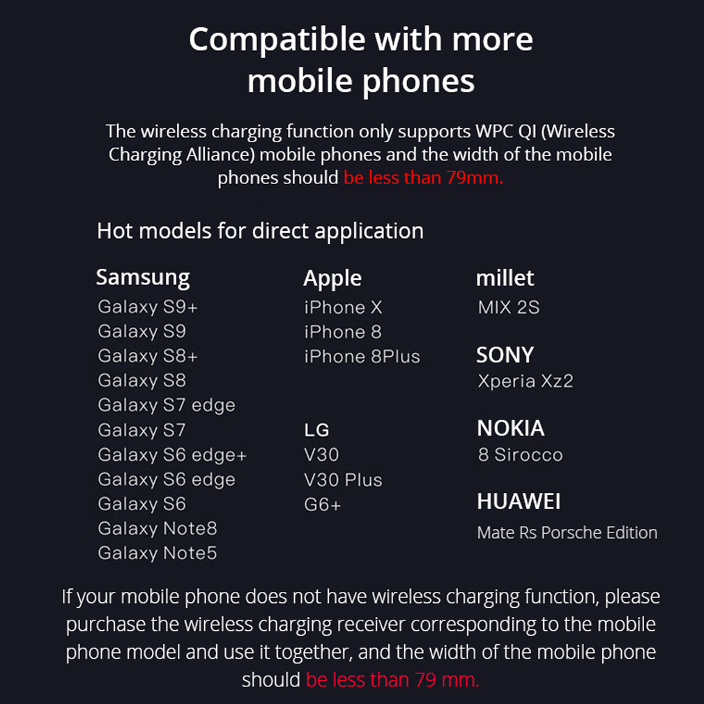 Автомобильное зарядное устройство для samsung iPhone X USB Быстрый QI беспроводной зарядный держатель черный
