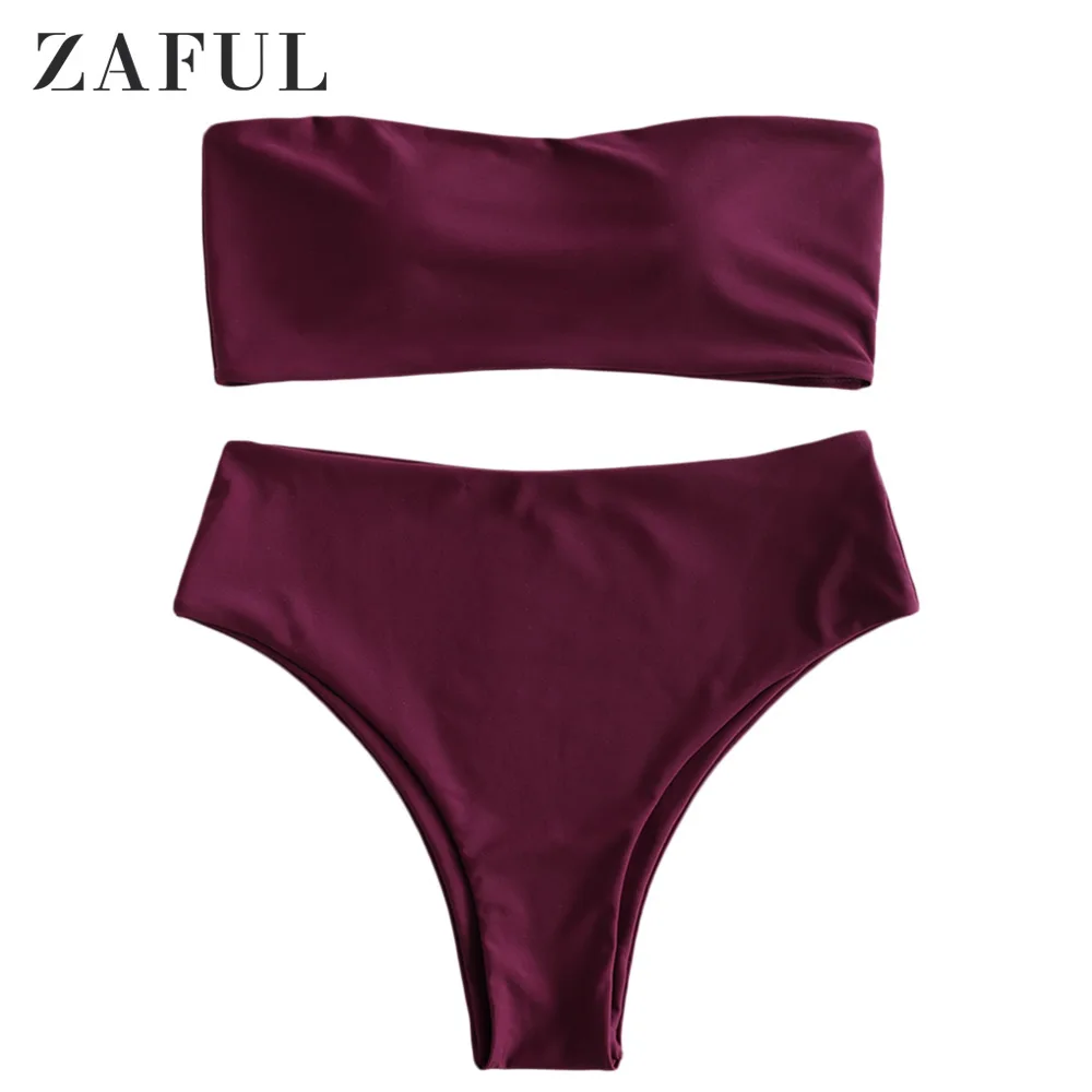 Plum Velvet ZAFUL женский бикини на завязках без бретелек, комплект бикини без бретелек, мягкий Повседневный купальный костюм, женский пляжный бикини Mujer - Цвет: Plum Velvet