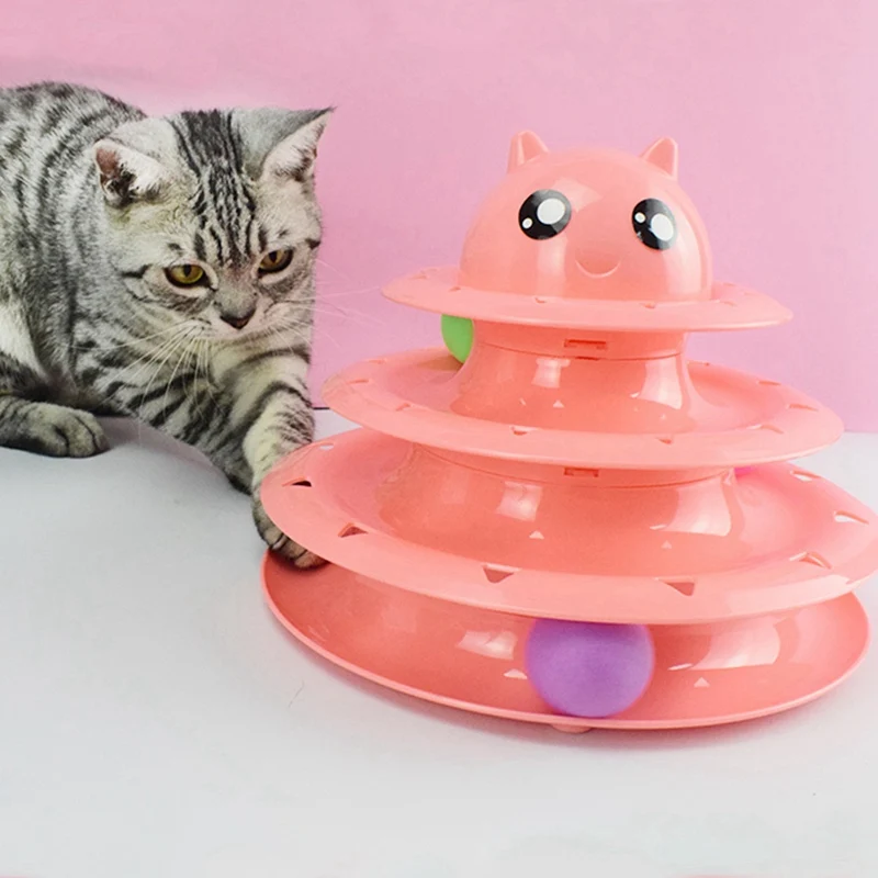 Игрушка для кошек, интерактивные роликовые игрушки, 3 уровня с 3 шариками, Интерактивная головоломка, игрушка для умственной физической принадлежности для тренировки животных