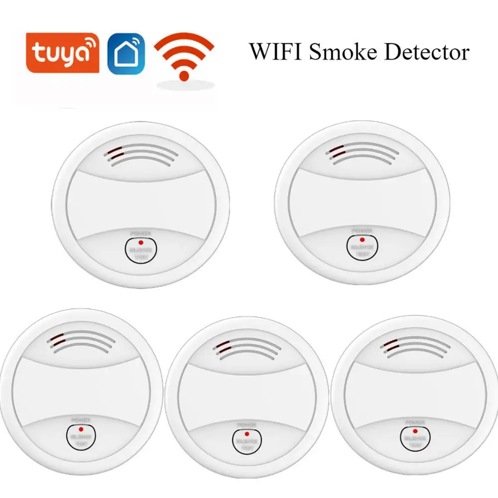 Tuya WIFI inalámbrico fumar Detector de aplicación remota de Control de protección de batería WiFi inteligente Detector de humo alarma de incendio