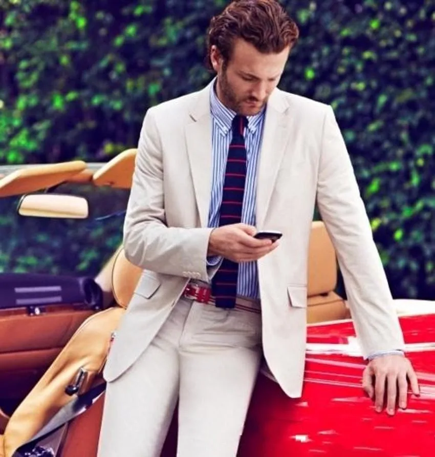 

Handsome Beige Men Jacket Pants Design Wedding Tuxedos Notch Lapel Slim Fit Groom Tuxedos Popular Men Blazer 2 Piece Suit Prom