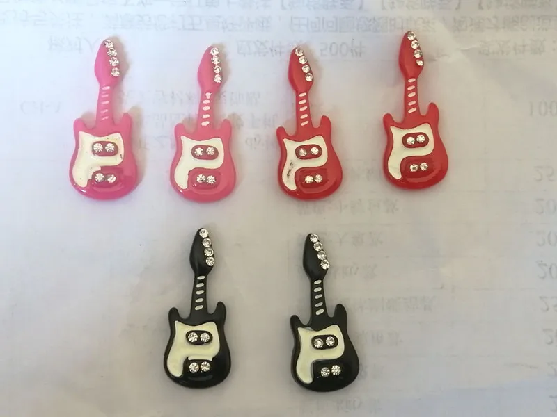 Kawaii плоские пластмассовые кабошоны аксессуары DIY Смола гитара смешанные цвета 16*39 мм