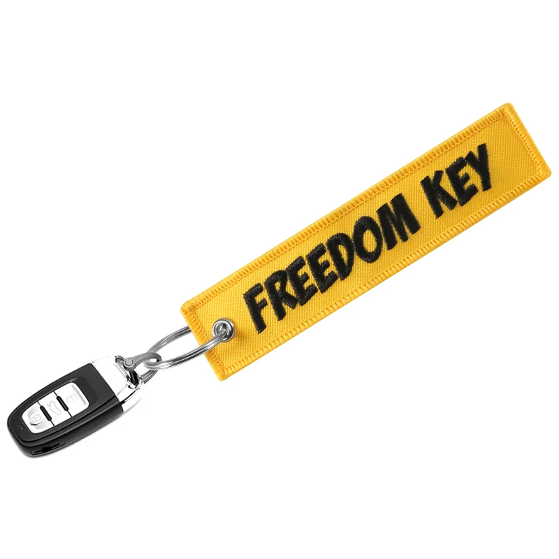 20-PCS-Wholesale-Freedom-Key-Chains-for-Cars-Yellow-Embroidery-Key-Ring-ChaiN (2)