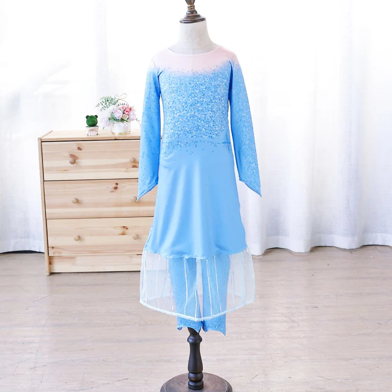 dress and pants Костюм Эльзы; рождественское платье принцессы для девочек; платье Снежной Королевы; детские зимние платья трапециевидной формы с длинными рукавами; - Цвет: dress and pants
