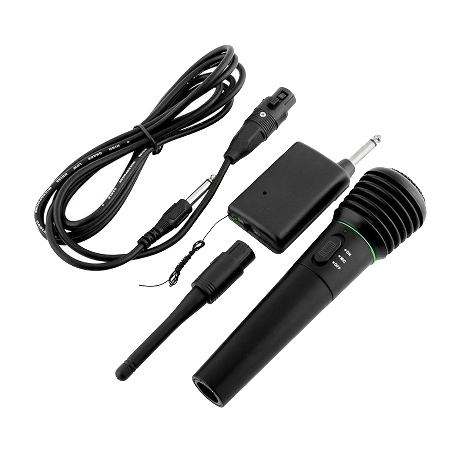 Wireless Wired Handheld Microphone System with Receiver XLR 6.35mm Cable