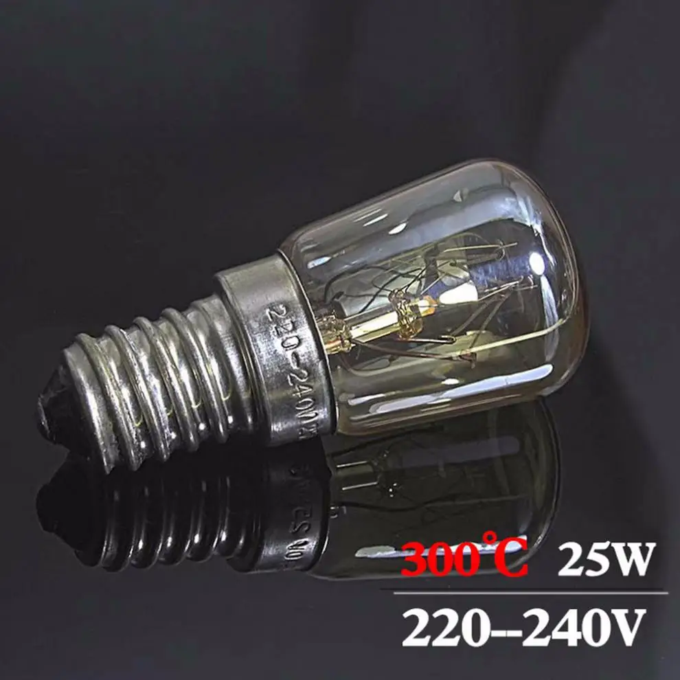 25W 220-240V Oven Bulb High Temperature Bulb E14 300 Degree Oven Toaster Steam Light Bulb Cooker Hold Lamp