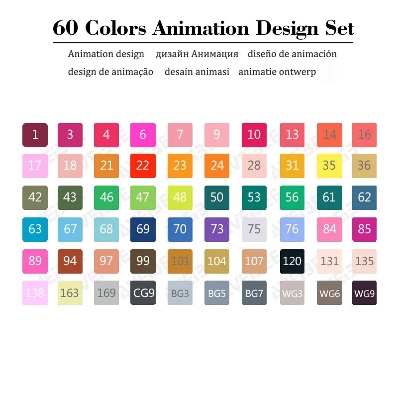 60 Animation Set Профессиональные маркеры 168 Цветная кисть Ручка Алкогольная масляная на основе чернил художественный маркер marcadores plumones для рисования цвета ing Манга - Цвет: 60 Animation Set
