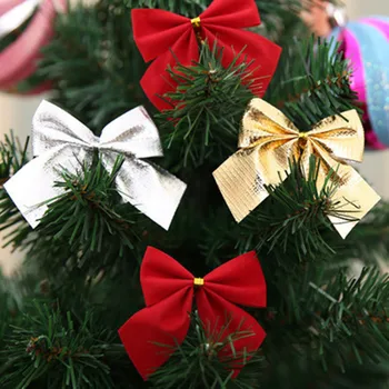 

New Year 2021 Christmas Tree Decorations 12Pcs 5cm Golden Silver Red Bow Christmas Decorations for Home Decor Navidad 2020 natal
