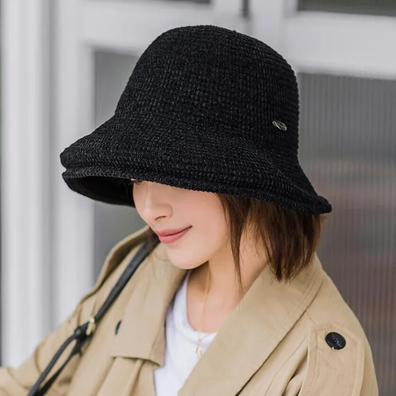 Bucket Hat Cover New Design For Women Solid Chenille Solid color Outdoor Autumn Winter For Ladies Fisherman Hat For Female