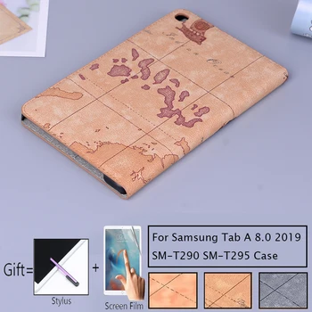 

Retro World Map Case For Samsung Galaxy Tab A 8 inch 2019 T290 SM-290 SM-T295 Tablet Leather Stand Case Flip Cover Smart Fundas