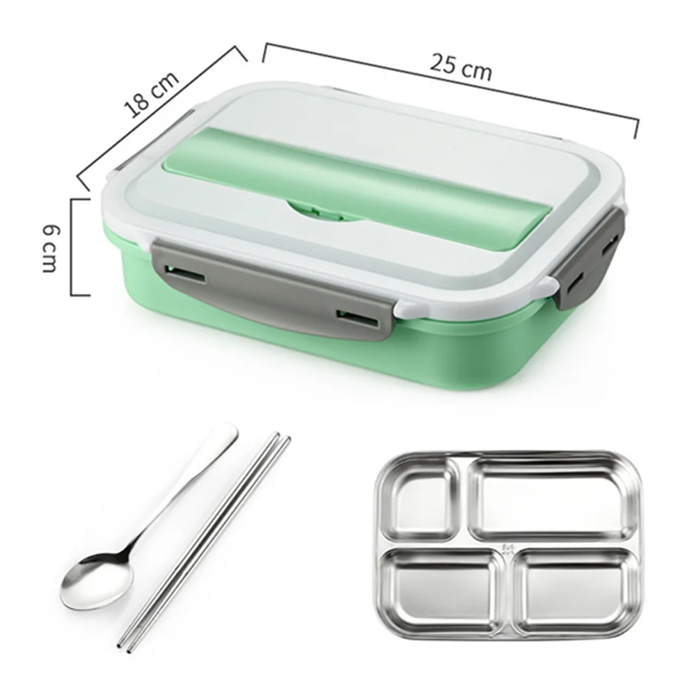 

304 Stainless Steel Lunchbox Office School Kids Bento Box with Spoon Leakproof Lunch Box Food Containers with Compartments