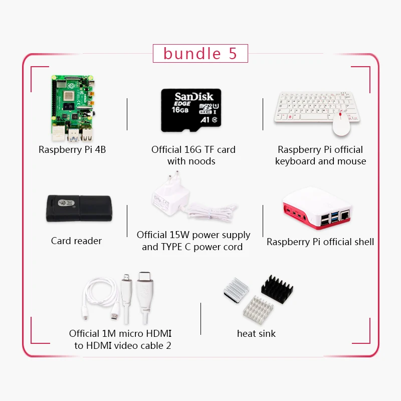 Raspberry Pi 4 Модель B 2G Комплект Pi 4 плата Micro HDMI кабель источник питания с переключателем чехол с вентилятором радиаторы - Комплект: RPI4-2G KIT 5