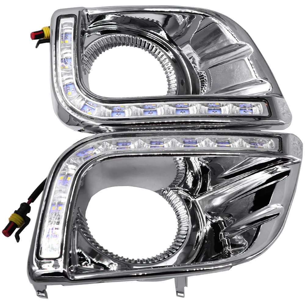 Дневные ходовые огни для Toyota Prado FJ150 LC150 Land Cruiser 2700/4000 2010~ 2013 дневные огни светодиодный DRL Противотуманные фары отверстие крышки