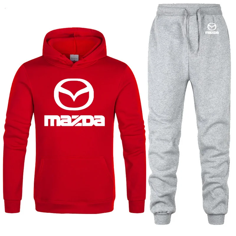 Мужские толстовки с капюшоном с логотипом Mazda, унисекс, модная мужская толстовка с капюшоном в стиле хип-хоп, harajuku, повседневные флисовые худи, штаны, костюм из 2 предметов - Цвет: 808