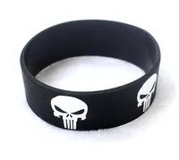 New 50pcs The Popular Comics Punisher Wristband Silicone Promotion Gift Filled In Color Bracelet Free Shipping 1