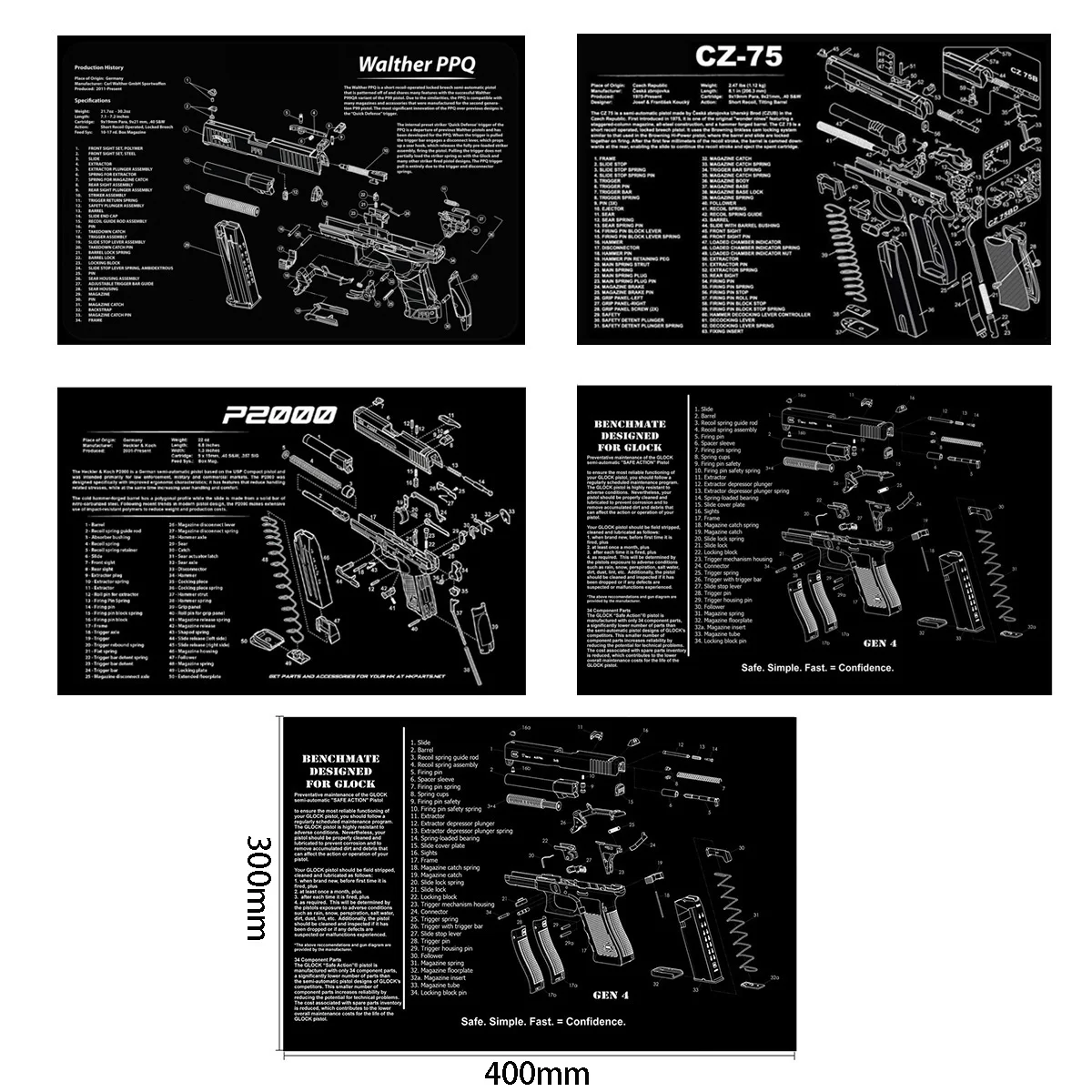 Cz 75 Gen4 Glock Gun Cleaning Rubber Mat Kits Parts Diagram And Instructions Exploded View Mat Mouse Pad Walther Ppq Hk P2000 Hunting Gun Accessories Aliexpress