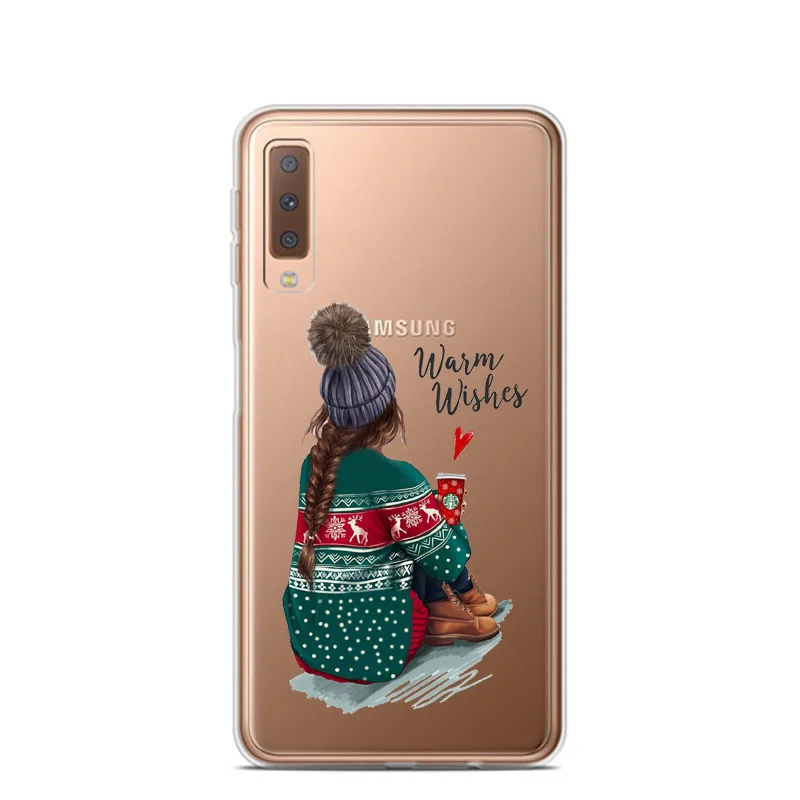 Мультяшный Рождественский чехол для samsung Galaxy A10 A30 A50 A70 A80 Санта Клаус мягкий чехол TPU для samsung A6 A7 A8 Plus A9