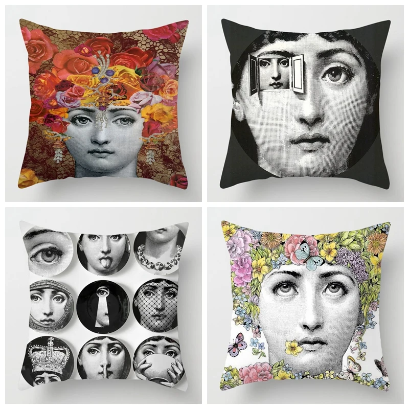 

ZENGIA Retro Fornasetti Cushion Cover Art Master Pillow Cover For Home/Living Room Decoration Decorative Pillows Case zara*women