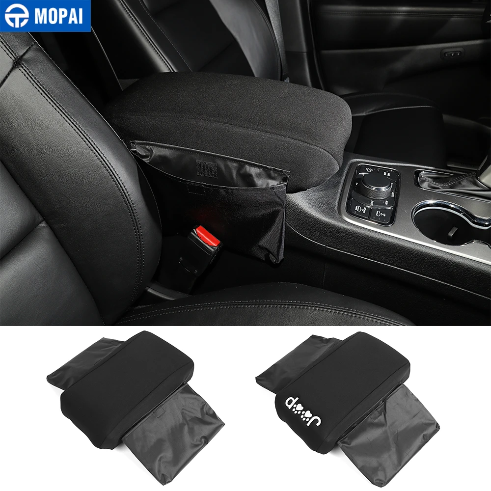 

MOPAI Armrests for Car Front Seat Armrest Box Pad Cover Storage bag for Jeep Grand Cherokee 2014+ Car Accessories