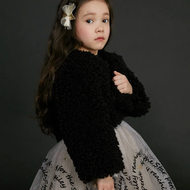 

2019 Winter Fleece Lining Vest Set Girls Versatile Star Princess Puffy Dress with Vest Set
