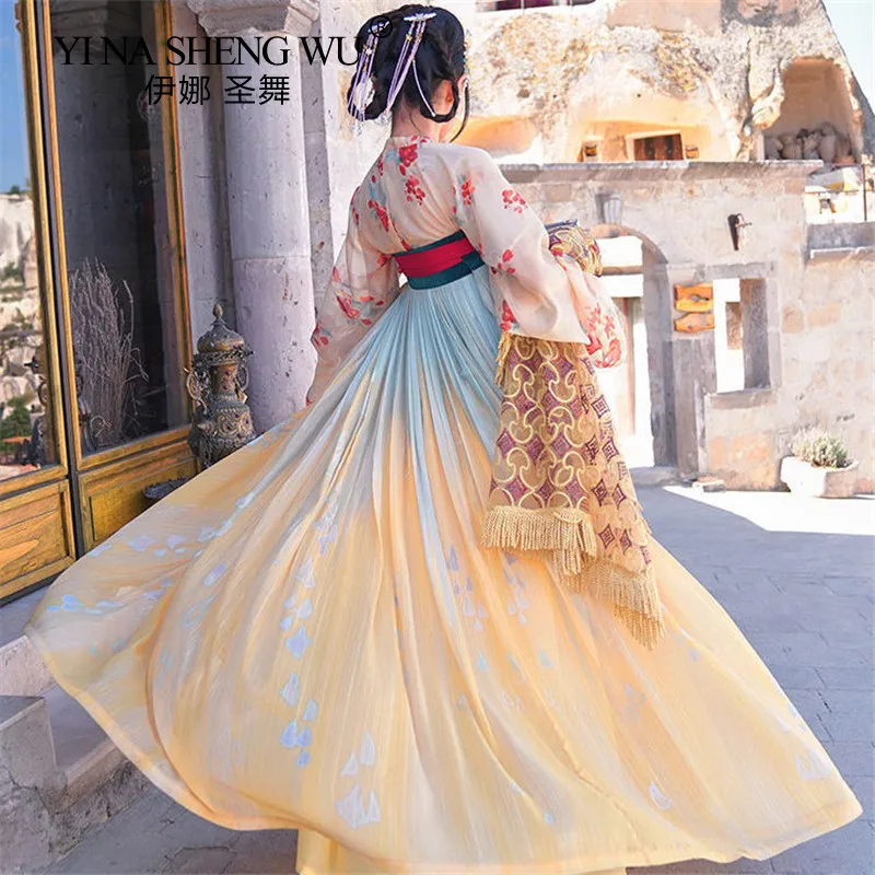 

Traditional Ancient Costume Folk Stage Performance Fairy Costume Lady Clothing Hanfu Chinese Style Chinese Retro Singer Princess