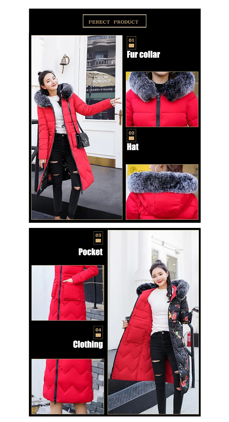 NEEDBO Двусторонняя куртка, женское пуховое пальто, женский длинный пуховик, женский зимний пуховик с капюшоном, зимнее пальто, большие размеры, Doudoune