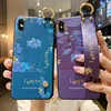 Violet rose fleur en relief dragonne étui de téléphone pour iphone SE 2022 12 Mini 11 Pro XS MAX X XR 6 6S 7 8 plus support couverture souple ► Photo 1/6