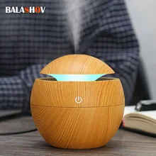 

130ML USB Air Humidifier Ultrasonic Aroma Diffuser Wood Grain LED Light Electric Essential Oil Diffuser Aromatherapy Home Office