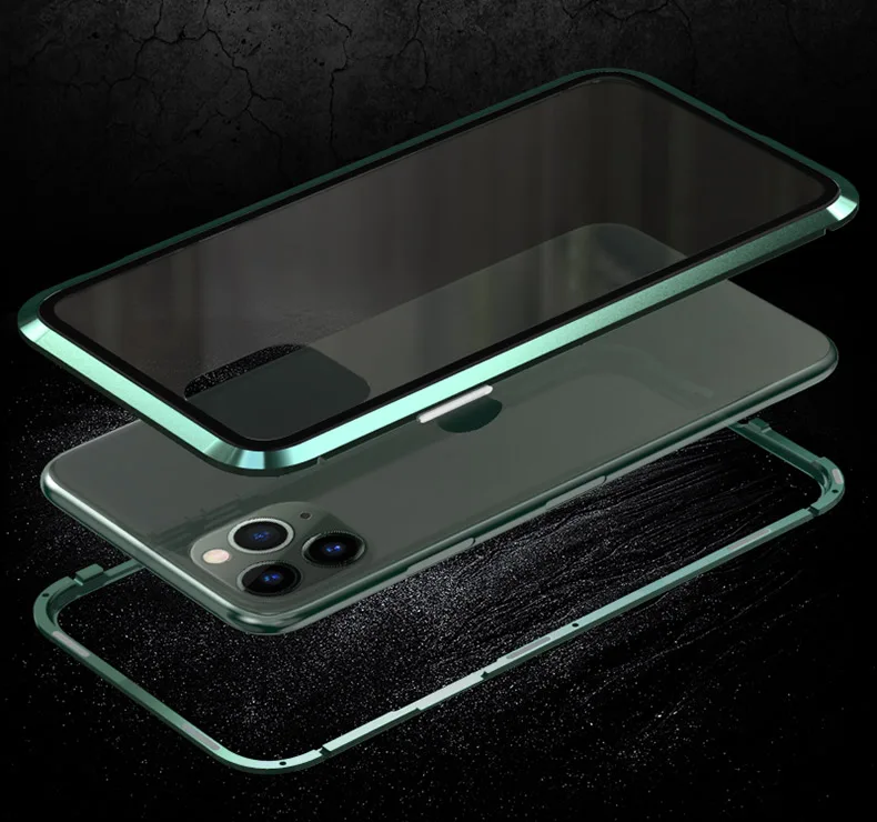 Магнитный металлический чехол для телефона iPhone 11 pro макс. закаленное стекло чехол для задней крышки для iPhone11pro MAX Магнитный чехол