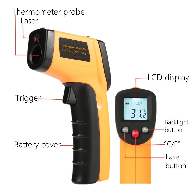 752 Température) Thermomètre laser IR Pistolet à température thermique