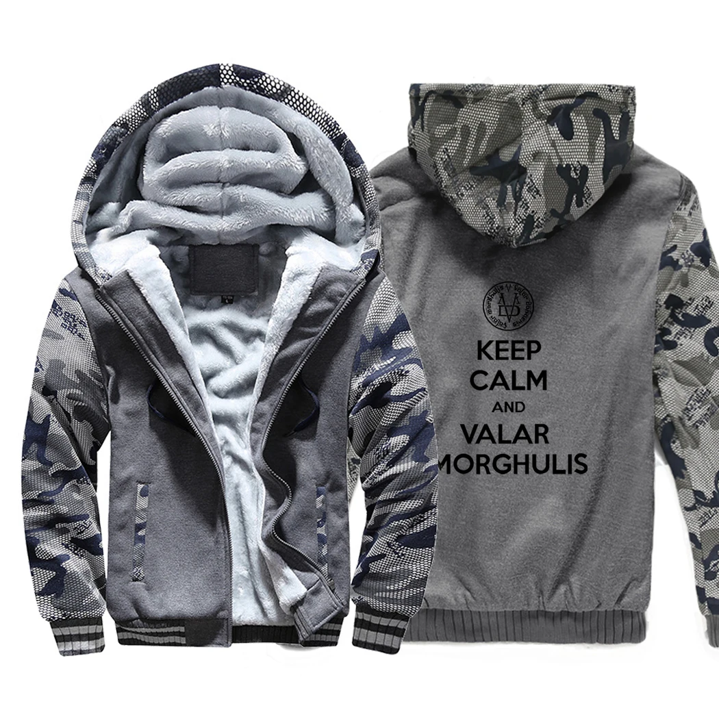Игра престолов Keep Calm and Valar Morghulis камуфляжные толстовки Новая мужская зимняя теплая куртка флисовая толстовка камуфляжная верхняя одежда