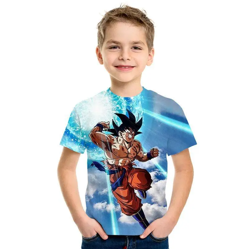 Dragon Ball Z Goku Saiyan/Shenlong patrn Dragon Ball анимацин nios camiseta nios Топы camiseta hombres nias camiseta Прямая поставка