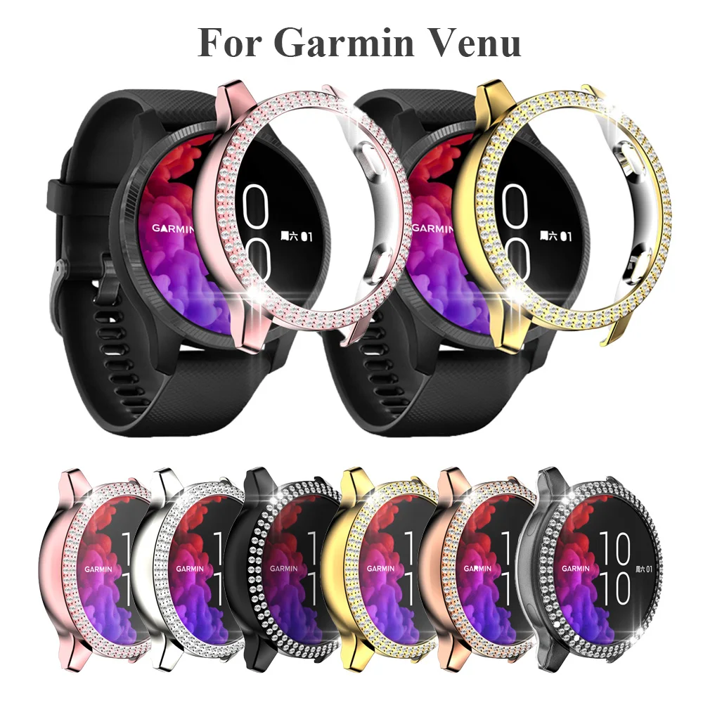 

Диаманта Bling чехол для Garmin Вену Смарт-часы Жесткий ПК Защитный чехол противоударный Высокое качество бампер Shell