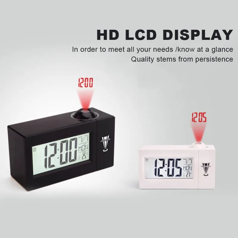 Lcd электронный Повтор будильника проекция Голосовое управление часы Время Температура Календарь дисплей настольные цифровые часы