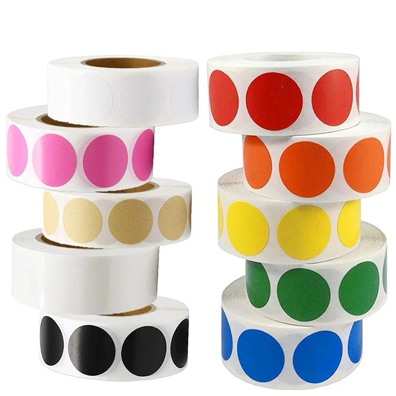 500 pcs 1 inch blank round sticker color code point sticker red green ...