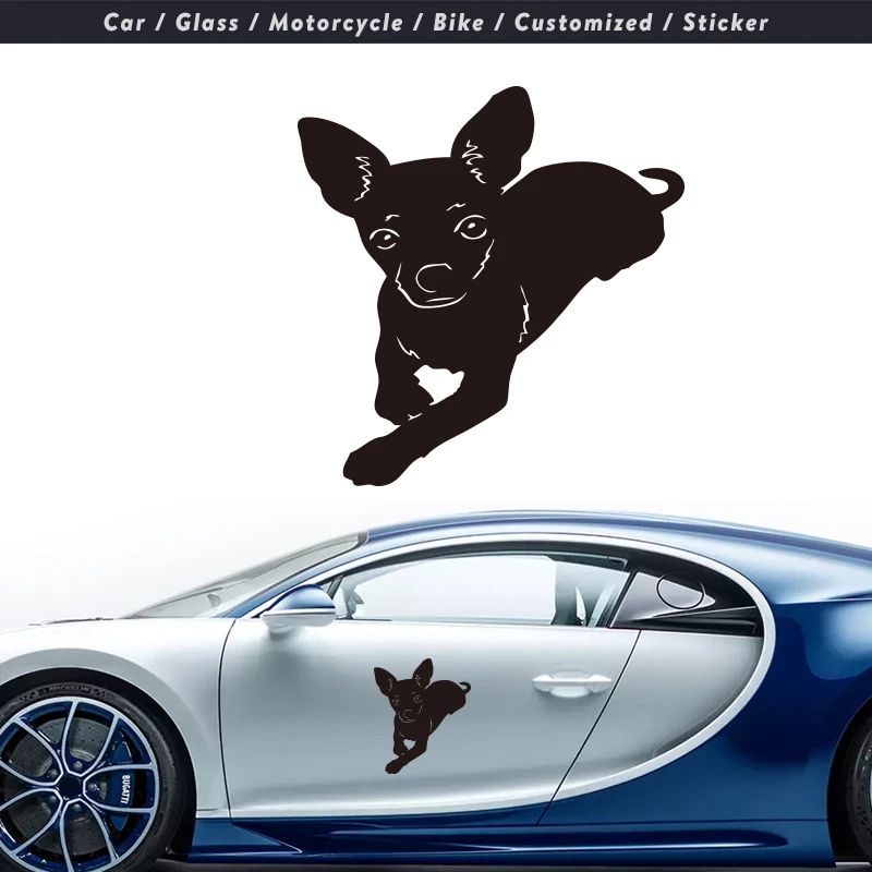 

Chihuahua Pet Dog Cartoon stickers Reflective waterproof car stickers Interesting Fashion Black/Silver Vinyl