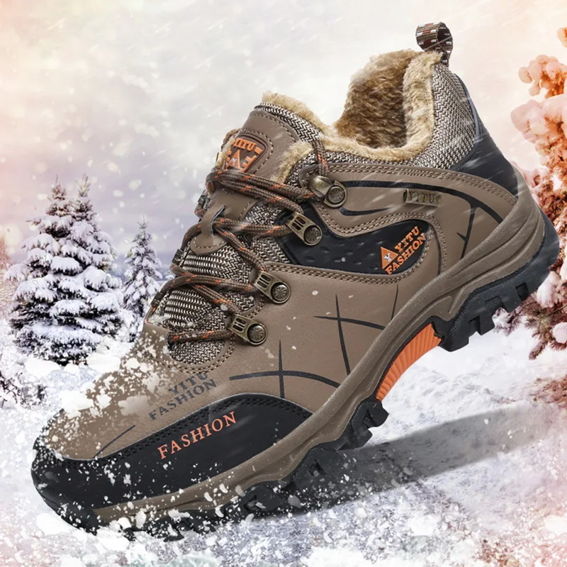 

Oeak Men Winter Snow Boots Super Warm Men's Boots High Quality Waterproof Sneakers Outdoor Male Hiking Boots Work Shoes