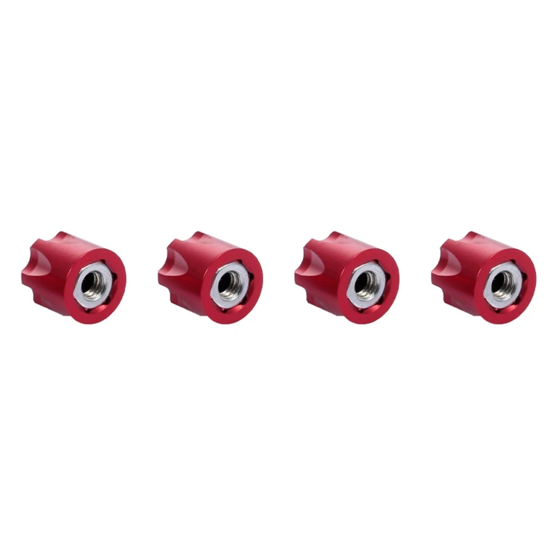 

4PCS Aluminium RC Car Wheel Rim Center Cap M4 Nut for 1/10 RC Crawler Traxxas TRX4 Axial SCX10 90046 D90(Red)