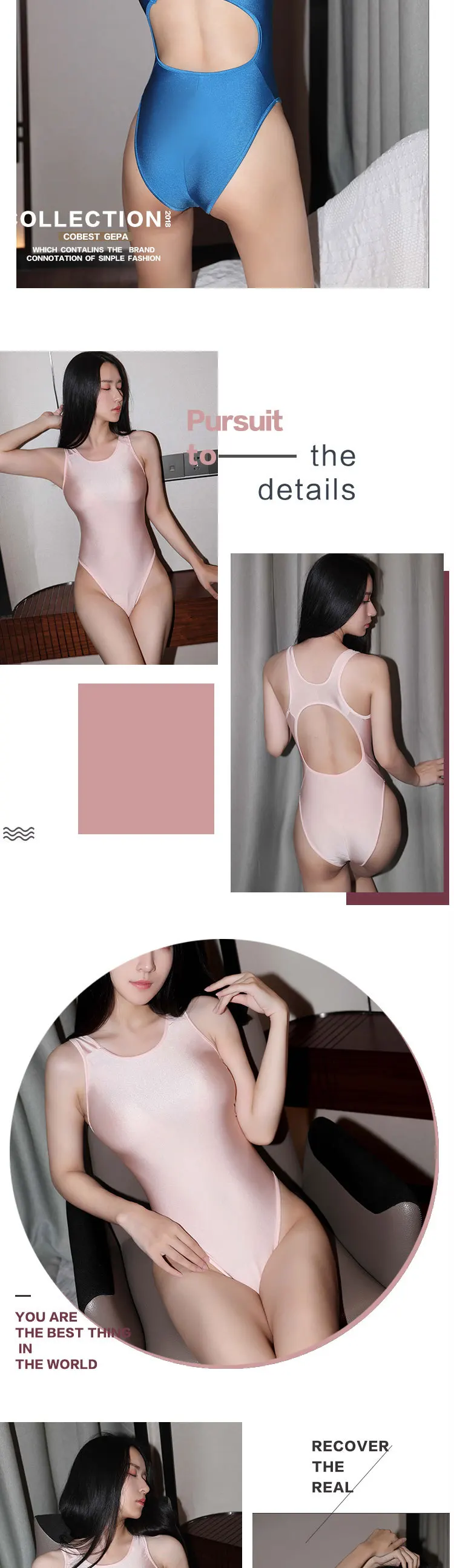 Горячий сексуальный Wetlook с высоким вырезом, бикини Цельный купальник с высокой горловиной купальник-Монокини Купальный костюм тело Блестящий sukummizu закрытый купальник
