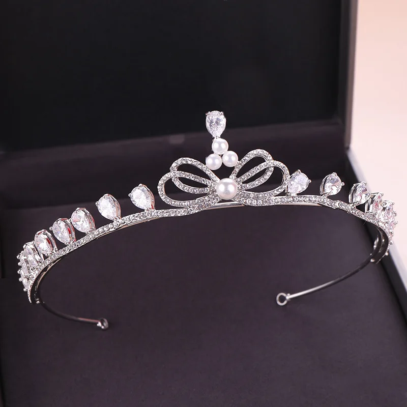 Mission Ming Crown Bride Zircon Bow Crown Princess Birthday Crown Headdress Bride Accessories