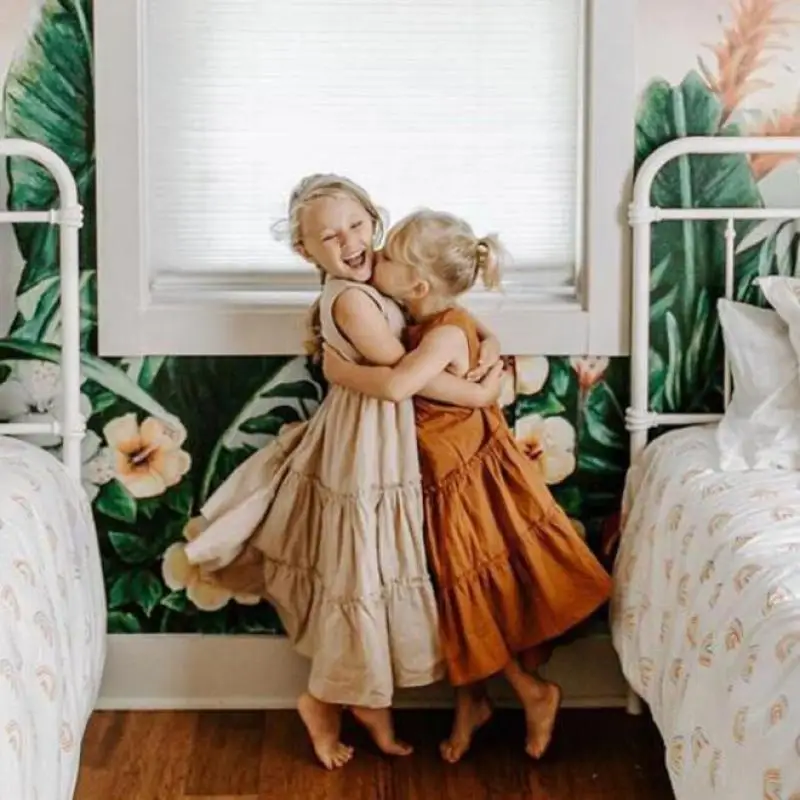 Girls Dress Maxi Dress Princess Costume Kids Clothes Baby Girl Summer Solid Casual Dress Cotton Linen Sleeveless